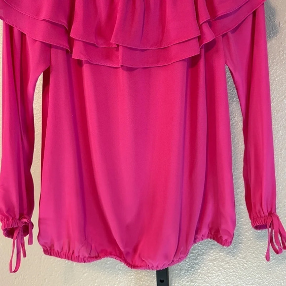 MICHAEL Michael Kors Ruffled Peasant Blouse Size Small Color Cerise - Picture 4 of 7